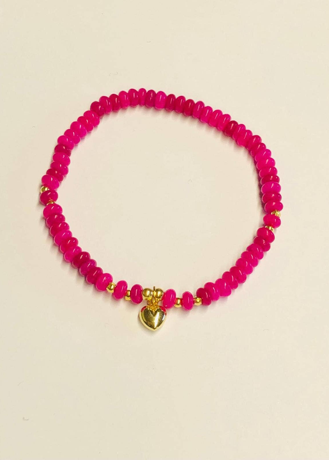 Fuchsia Heart beaded bracelet